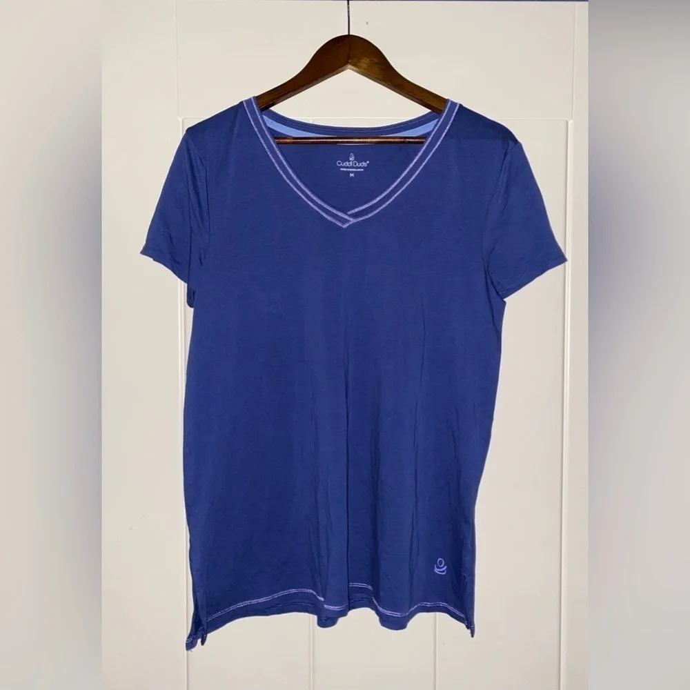 Women’s Cuddl Duds® Pajama V-Neck‎ Tee Shirt M Pullover Lounge Relax Fit Sleep